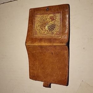 ECHT O PRYM Hand Tooled Leather Bi Fold Wallet Rich Brown Tone. Vintage